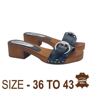 Low black clogs with silver buckle accessory - Made in Italy - GM9148 NERO