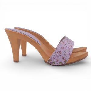 Clogs for women Kiara Shoes With band in printed fabric - K6301 PRI VIOLA