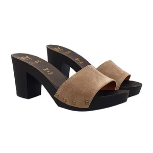 High heel clogs | suede upper - MY161 CAM TAUPE LIGHT