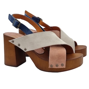 Women&#39;s sandals with crossed bands and 8.5 cm heel - Made in Italy - MY269 BI GHIACCIO
