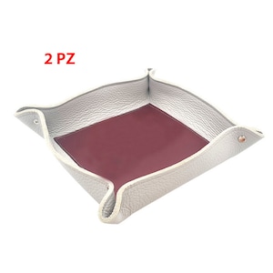Set 2 PIECES gray coin tray with genuine handcrafted leather lining - Made in Italy - SV011-2PZ GRIGIO