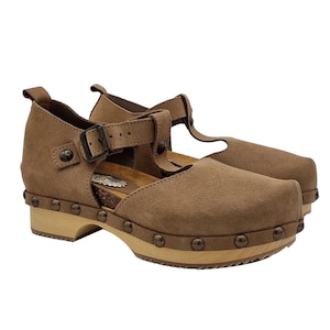 Taupe suede closed sandals with strap - Made in Italy - GL106 CAM TAUPE