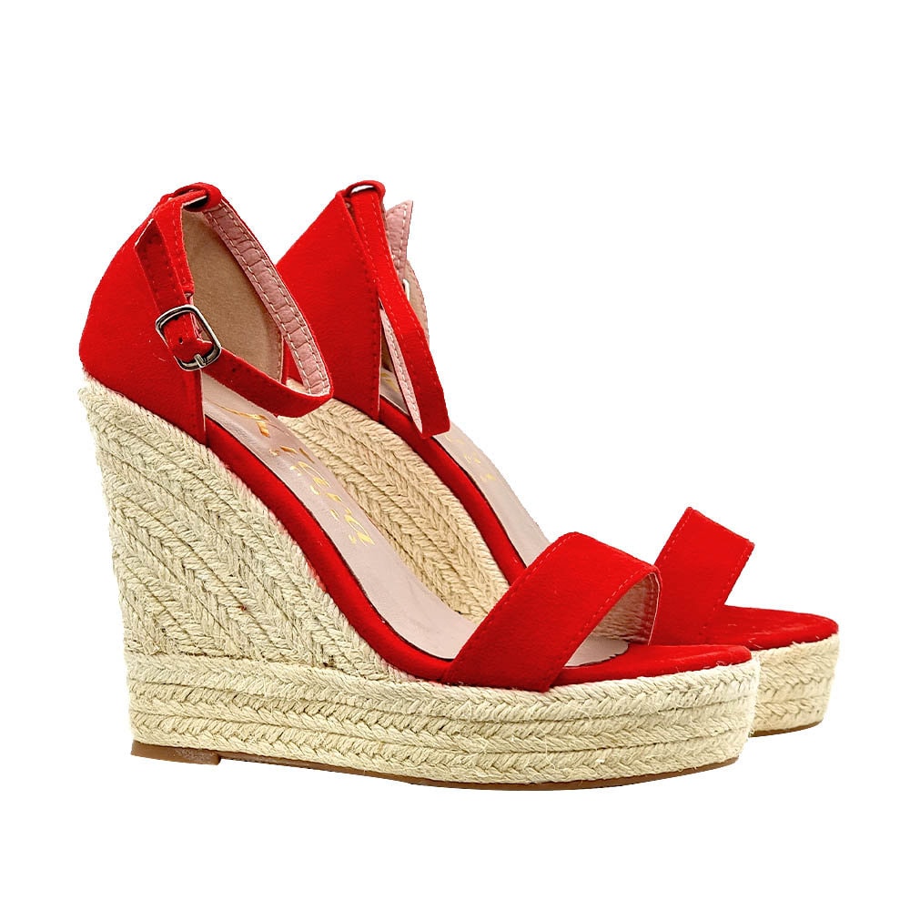 nyhed Galaxy Spole tilbage Red Sandals With Rope Wedge With Ankle Strap Made in Italy - Etsy Norway