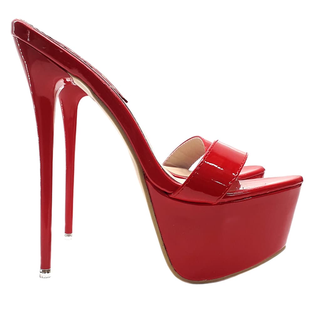 Wine Red Patent Leather Buckle Sandals