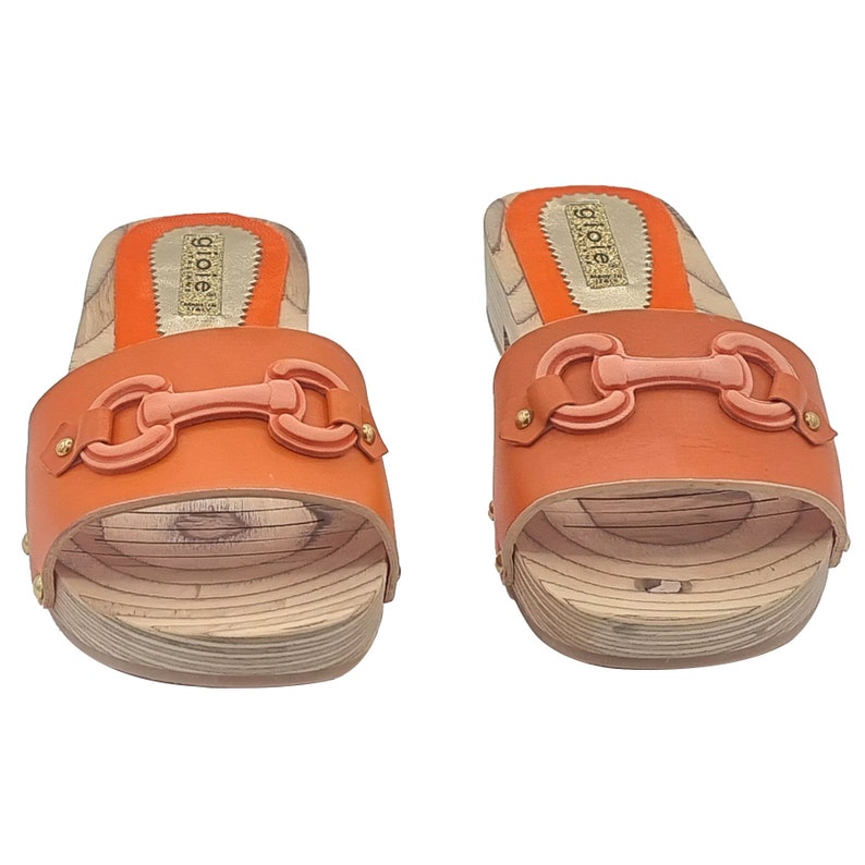 Orange clogs in leather with 2.5 cm heel Made in Italy GL133 ARANCIO image 5