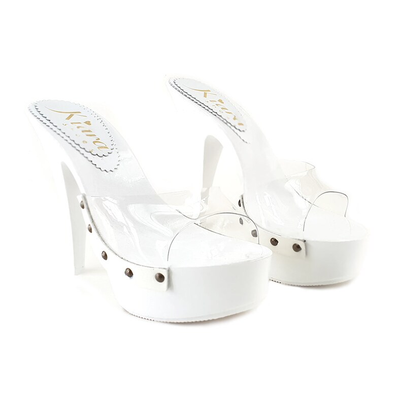 white clog heels