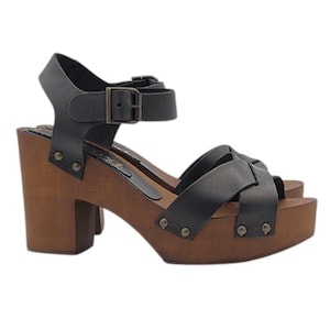 Schwarze Sandalen mit gekreuzten Lederbändern – Absatz 9 cm - Made in Italy - MY219 PELLE NERO