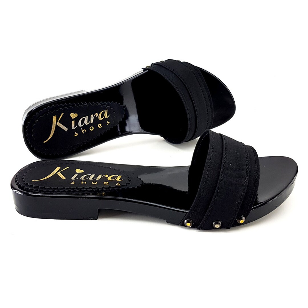 Total Black Lacquered Sandals by Kiara Shoes KV1501 NERO - Etsy