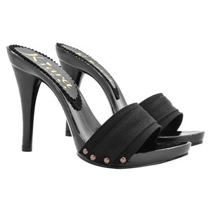 black stiletto heel clogs made in italy -KM7501 NERO