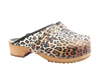 clogs leopard print