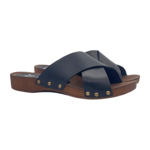 Women&#39;s clogs with crossed leather bands | Comfortable and Made in Italy - MY154 NERO