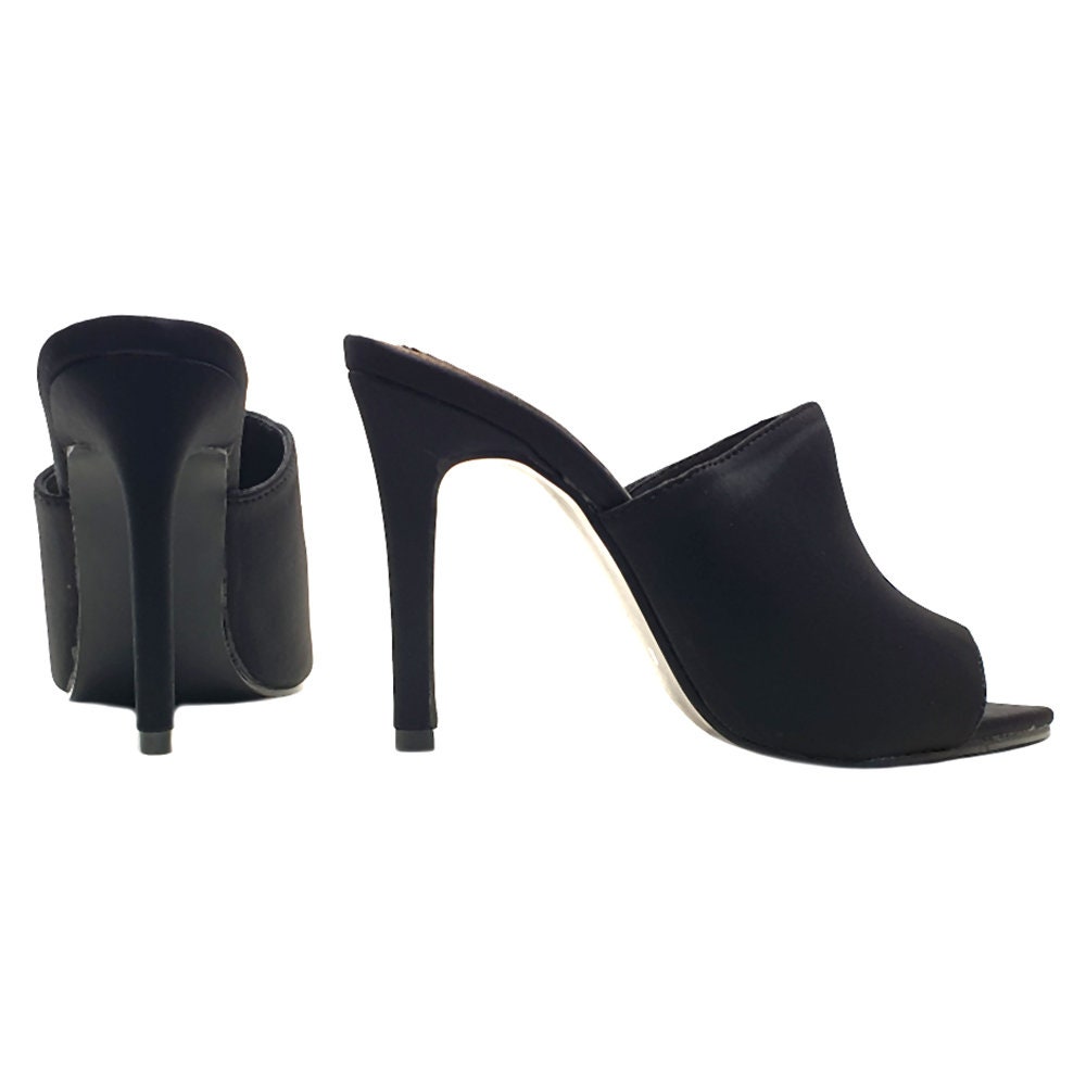 Women's black Mules Heel 11 cm KC016 NERO Etsy