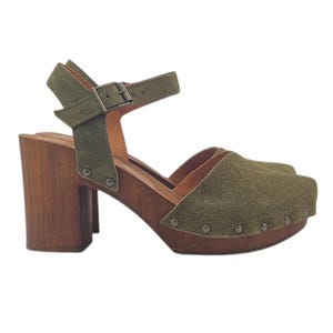 Green Dutch mules in suede heel 9.5 cm - Made in Italy - MY129 CAM VERDE