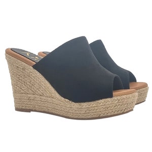 Black women&#39;s wedge in synthetic suede with 11 cm heel - KCZ12 NERO