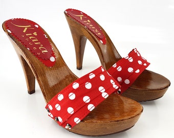 Polka dots Red Clogs-Comfortable clogs-K21101 polka dots Red