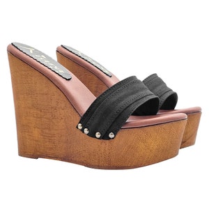 Talon compensé femme noir 13 confortable - Fabriqué en Italie - KZ3101 NERO