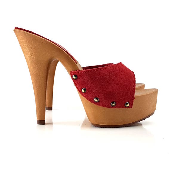 red suede clogs