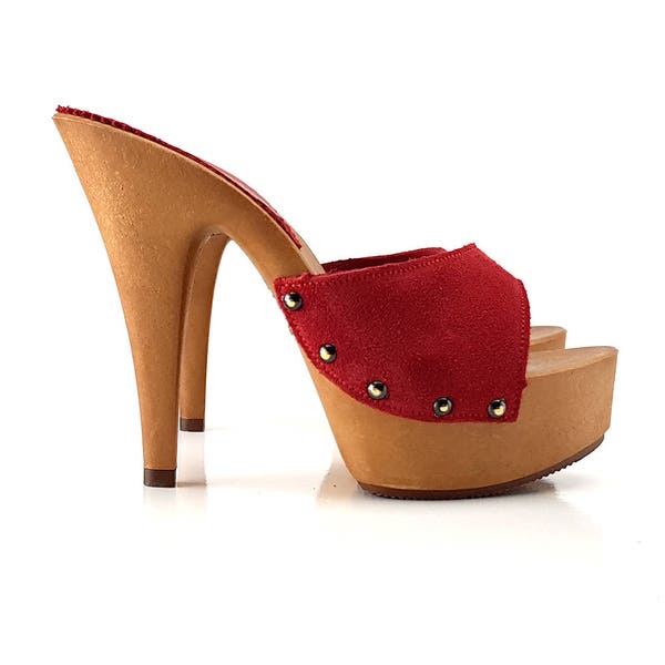 clogs with red suede upper -K93001 ROSSO