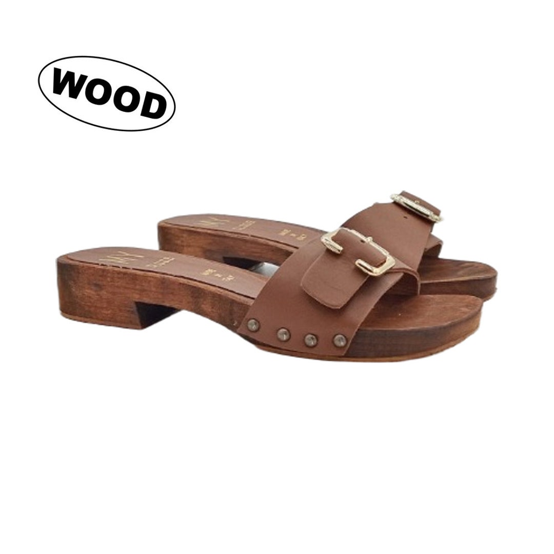 【中古】MOUSSY/BUCKLE WOODEN SABOT 94625355b4c69f2d8622a1255f9118