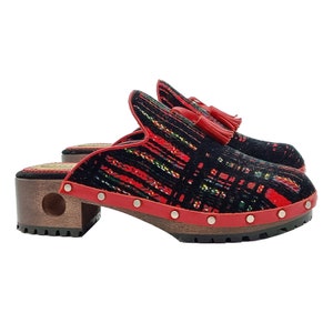 Patterned red women&#39;s clogs with 4.5 cm heel - Made in Italy - GL103 ROSSO