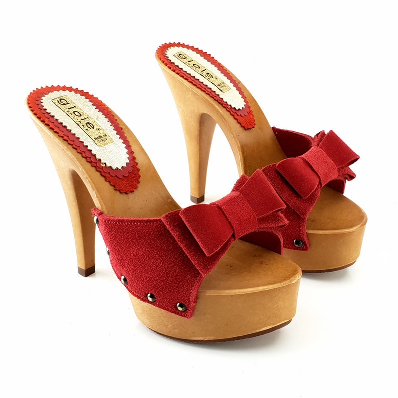 red suede clogs