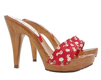 red clogs with white polka-dot -K21101 POIS ROSSO