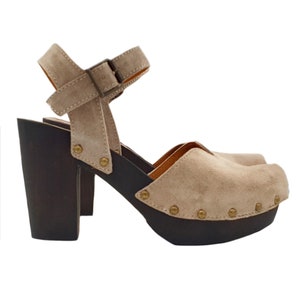 Women&#39;s sandals in beige suede with adjustable strap Made in Italy - MY134 CAM BEIGE