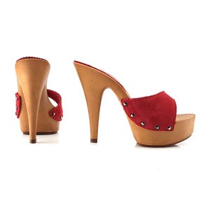 clogs with red suede upper K93001 ROSSO image 3