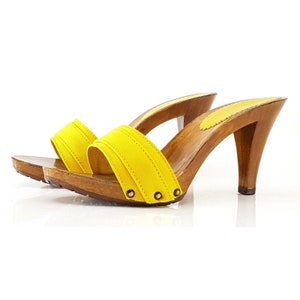 Clogs with heel 9 cm and yellow upper -K6101 GIALLO