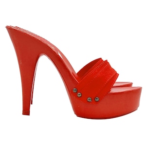 Red women's clogs with 13 cm heel - Made in Italy - K9601 ROSSO