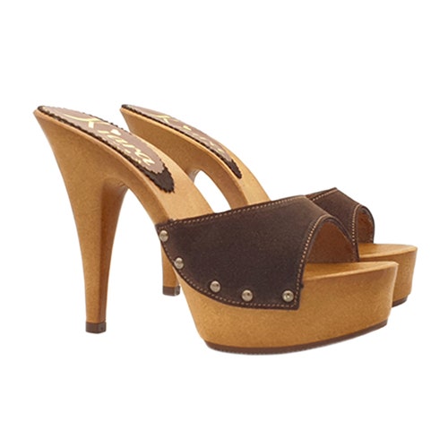 Kiara Shoes Mule in Brown Suede Heel 13 Cm K93001 CAM - Etsy