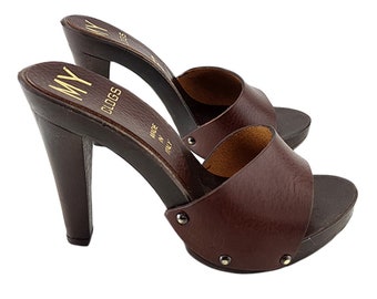 High Heel mules mit Lederband - MY31 MARRONE