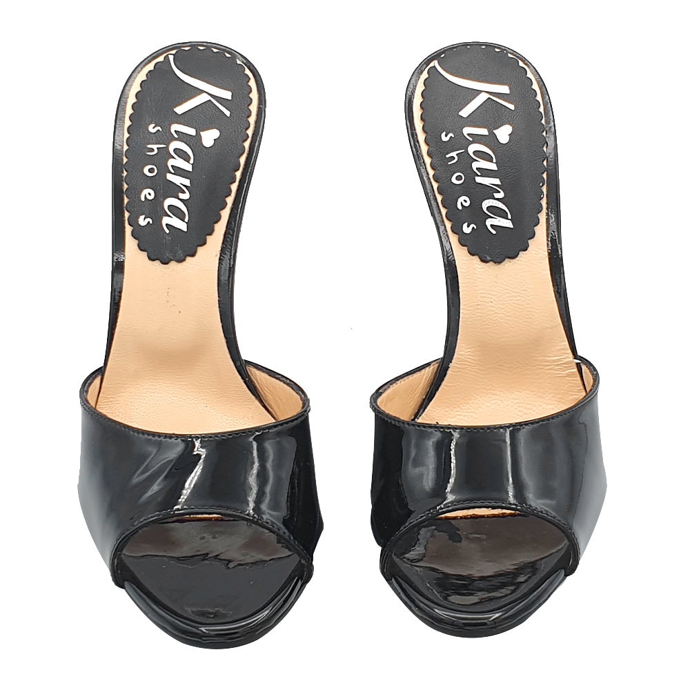 Sandalias negras store charol mujer