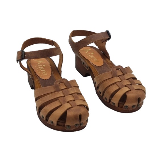 Brown Leather Sandals | Comfortable 5 Cm Heel - MY324