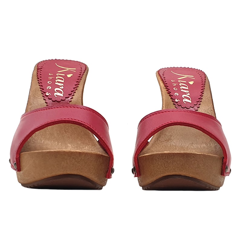 Red clogs with leather upper heel 11 K213001p ROSSO