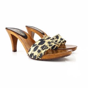 Clogs with double printed band and heel 9 - High women's clogs - K6101 LEOP