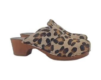 Dutch clogs with leopard print upper heel 4.5 - Made in Italy - MY207 LEO