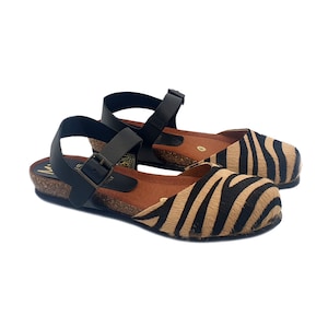 Women&#39;s sandals with synthetic leather upper - MY143 ZEB BROWN