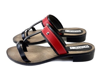 leather sandal summer collection -PTS04 NERO