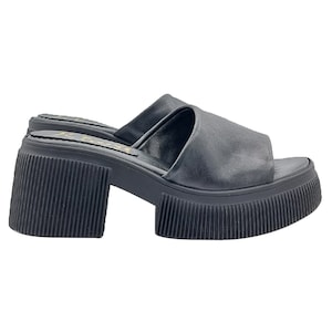 Comfortable black mules with 7 cm heel - KS102 NERO