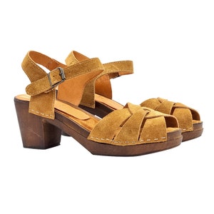 Brown suede sandals with ankle strap - Made in Italy - MY198 CAM MARRONE