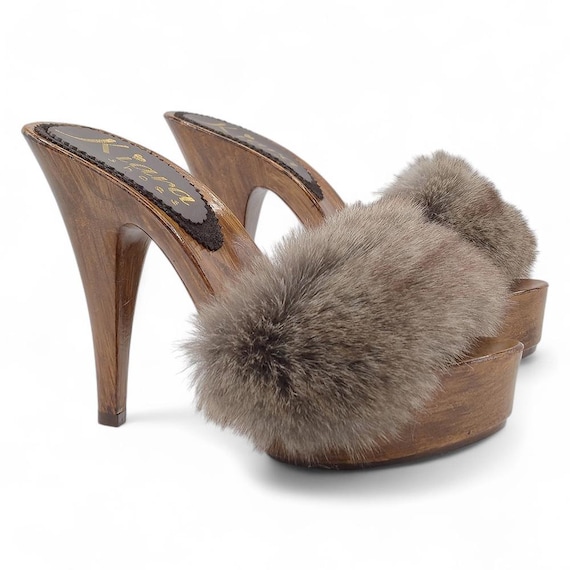 靴 theredthread S hairy fur mule THEREDTHREAD / ザレッドスレッド】S hairy fur mule