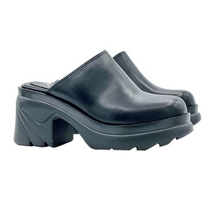 Black Swedish clogs with 8 heel - Made in Italy - KC06 NERO