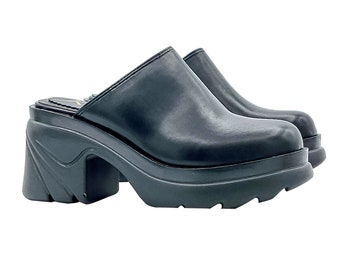 Black Swedish clogs with 8 heel - Made in Italy - KC06 NERO