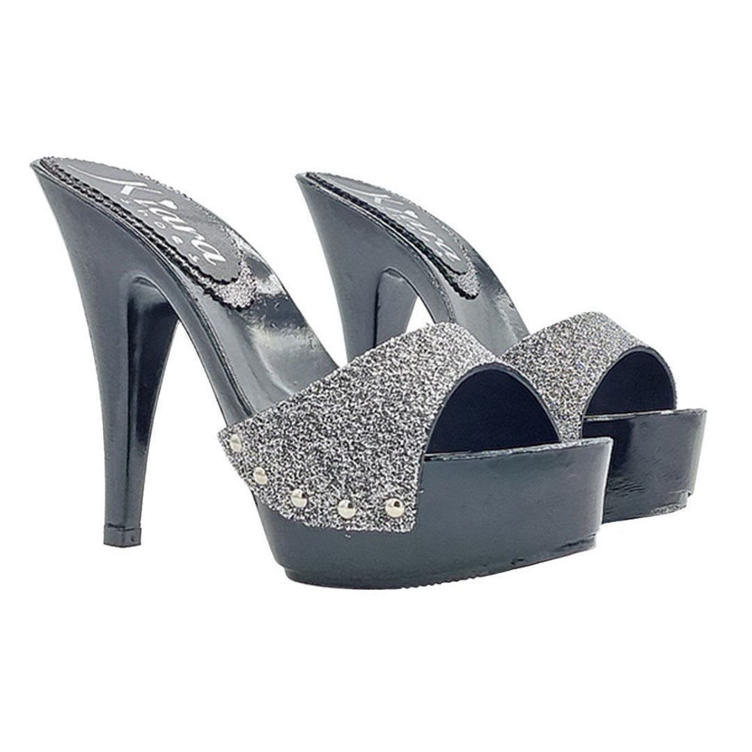 Shiny Clogs Black Clogs With Shiny Band - K95150 LAM ARGENTO - Etsy