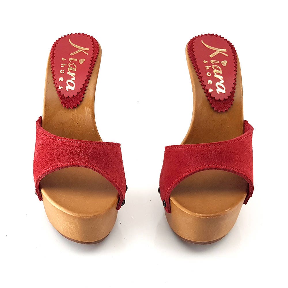 Clogs With Red Suede Upper K93001 ROSSO | Etsy
