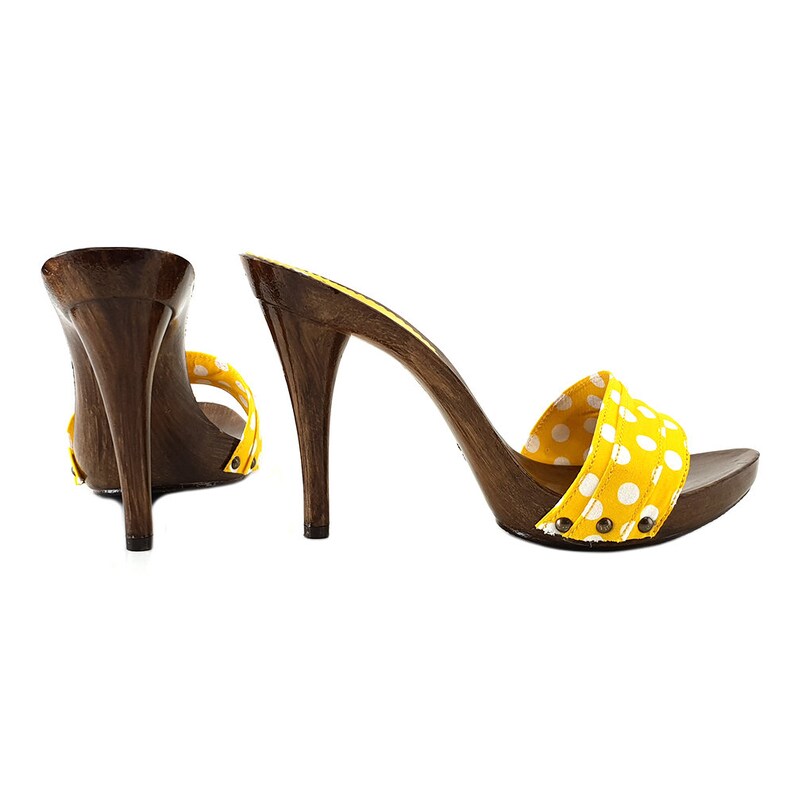 Women's Yellow Clogs With Polka Dot Heel 12 KM70 POIS Etsy