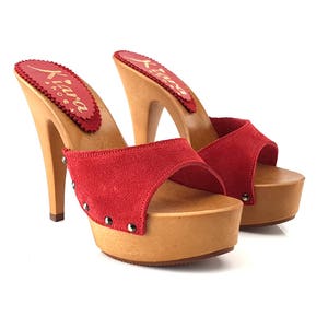 clogs with red suede upper K93001 ROSSO image 4