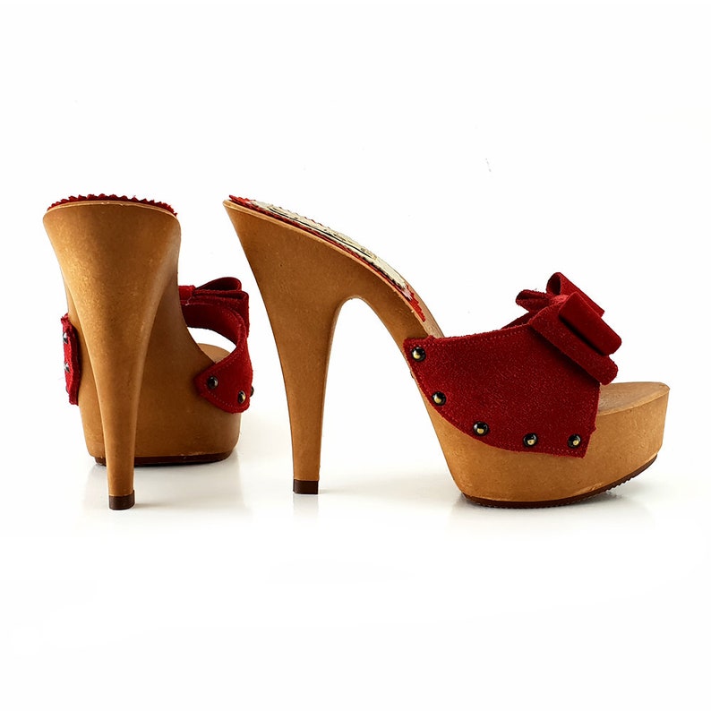 red suede clogs