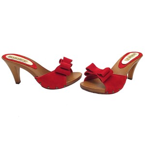 Red Heel Clogs With Bow G6332 CAM ROSSO - Etsy